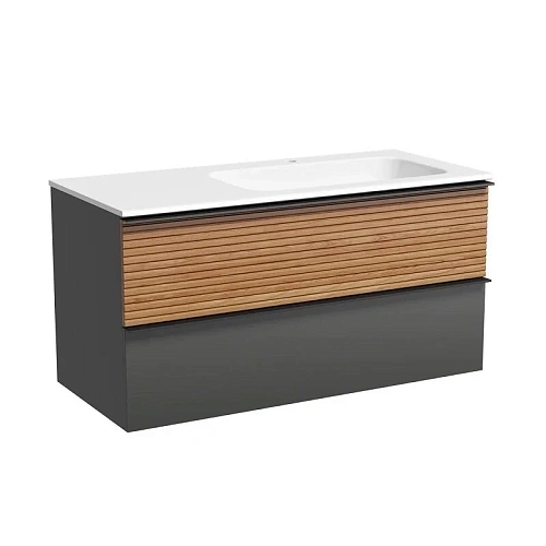 Тумба под раковину Sancos Delta DL100RGR 995х445х500 правая, дуб красный/графит, подвесная Тумба под раковину Sancos Delta DL100RGR 995х445х500 правая, дуб красный/графит, подвесная