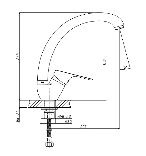 Смеситель для кухни Orange Dia M45-002cr Смеситель для кухни Orange Dia M45-002cr