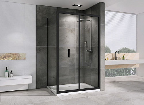 Душевой уголок ABBER Sonnenstrand AG07120B-S75B 120x75 см универсальный, профиль черный, стекло прозрачное Душевой уголок ABBER Sonnenstrand AG07120B-S75B 120x75 см универсальный, профиль черный, стекло прозрачное