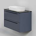 Тумба под раковину La Fenice Elba TWIN Blu Grigio 100 NFNC-01-ELB-BG-100-2-3-GB синяя матовая с черной столешницей Тумба под раковину La Fenice Elba TWIN Blu Grigio 100 NFNC-01-ELB-BG-100-2-3-GB синяя матовая с черной столешницей