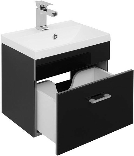 Тумба с раковиной Aquanet Верона NEW 50 черный (подвесная 1 ящик) 00207766 + 00204095 Тумба с раковиной Aquanet Верона NEW 50 черный (подвесная 1 ящик) 00207766 + 00204095
