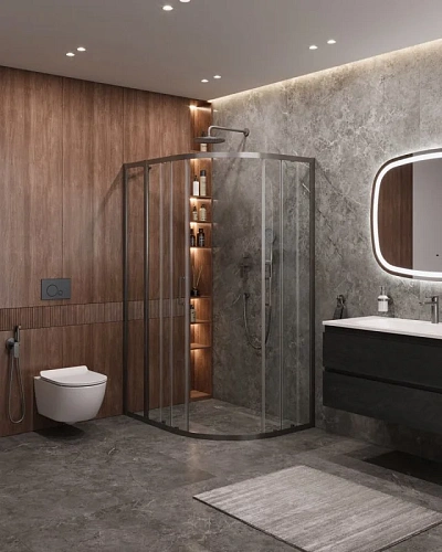 Душевой уголок CEZARES MOLVENO-RH-2-120/90-C-GM-IV цвет профиля оружейная сталь стекло прозрачное 1200x900 мм Душевой уголок CEZARES MOLVENO-RH-2-120/90-C-GM-IV цвет профиля оружейная сталь стекло прозрачное 1200x900 мм