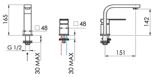Смеситель для раковины Remer Qubika Q57NO, черный матовый Смеситель для раковины Remer Qubika Q57NO, черный матовый