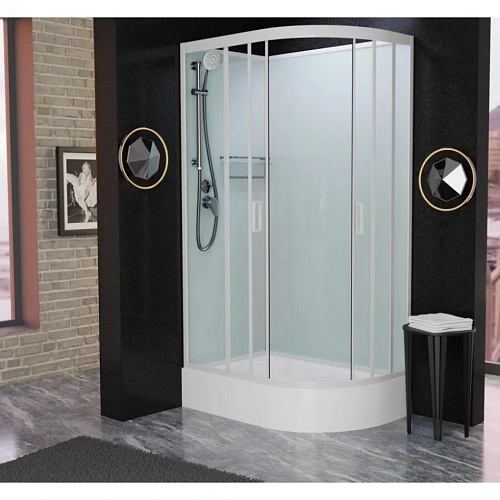 Душевая кабина Frank F412/1L М левосторонняя White без крыши белый профиль матовое стекло 120x80 200 20029 Душевая кабина Frank F412/1L М левосторонняя White без крыши белый профиль матовое стекло 120x80 200 20029