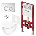 Комплект инсталляции TECE TECEspring Base K401101WCR с клавишей смыва, хром глянцевый и унитазом модель R Комплект инсталляции TECE TECEspring Base K401101WCR с клавишей смыва, хром глянцевый и унитазом модель R