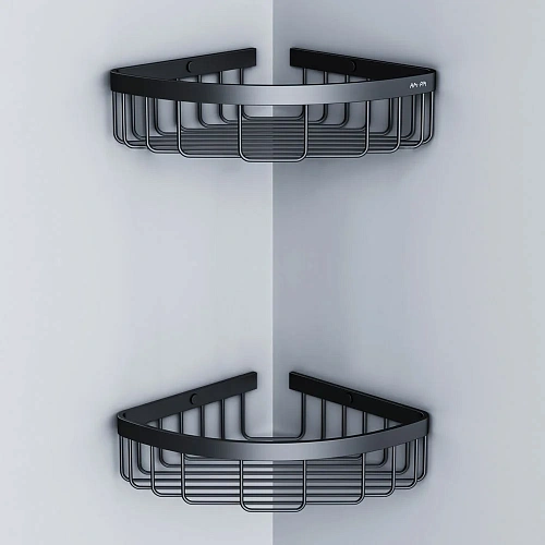 Полка AM.PM Sense L A7452222 угловая, двухъярусная, черный Полка AM.PM Sense L A7452222 угловая, двухъярусная, черный