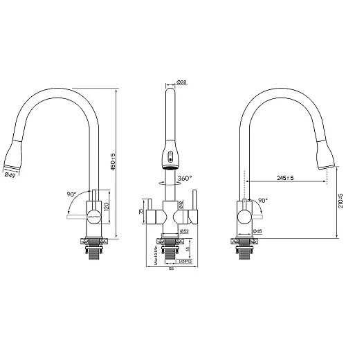 Смеситель для кухни Paulmark Lange золото La214212-G Смеситель для кухни Paulmark Lange золото La214212-G