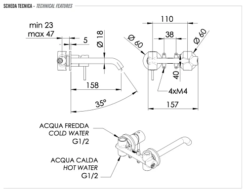 Смеситель для раковины Remer X Style X15PVO, состаренная латунь Смеситель для раковины Remer X Style X15PVO, состаренная латунь