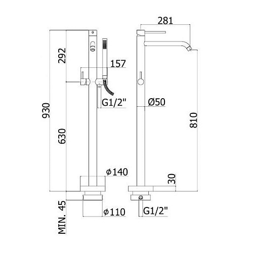 Смеситель для ванны Paffoni Light LIG032BO Смеситель для ванны Paffoni Light LIG032BO
