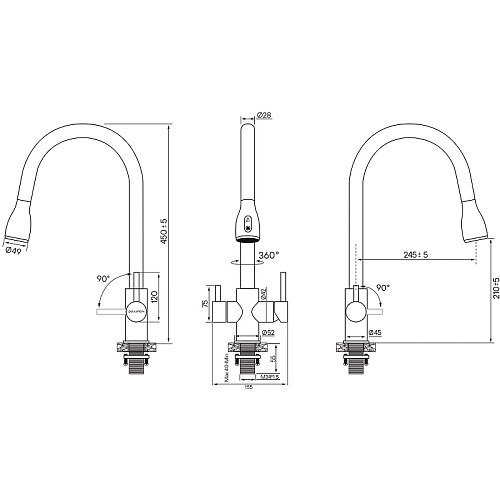 Смеситель для кухни Paulmark LANGE белый матовый La214212-WH Смеситель для кухни Paulmark LANGE белый матовый La214212-WH