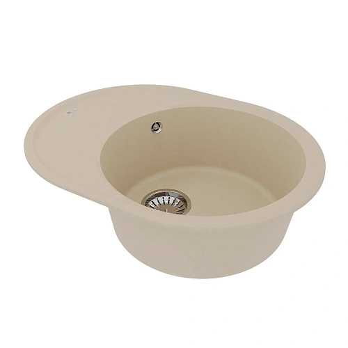 Кухонная мойка Lemark LACHA 620 врезная овальная из кварцгранита, с крылом, бежевый 9910050 Кухонная мойка Lemark LACHA 620 врезная овальная из кварцгранита, с крылом, бежевый 9910050