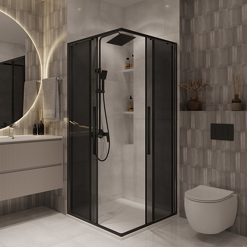 Душевой уголок Niagara Nova NG-2823-34BLACK (90x90x195) квадратная, раздвижная, черный матовый, стекл тонированное Душевой уголок Niagara Nova NG-2823-34BLACK (90x90x195) квадратная, раздвижная, черный матовый, стекл тонированное