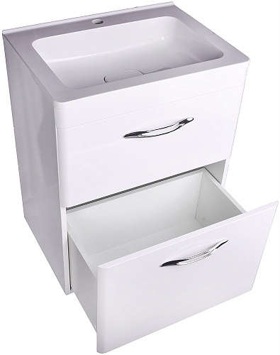 Тумба под раковину Style Line Каре 60 (2 ящ.) Люкс белая, PLUS СС-00002265 Тумба под раковину Style Line Каре 60 (2 ящ.) Люкс белая, PLUS СС-00002265