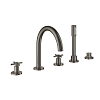 Картинка анонса товара «смеситель на борт ванны grohe atrio new с душевым гарнитуром (на бортик ванны), 5 отверстий, темный граф 19923al3»