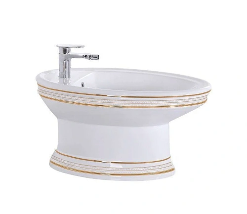 Биде напольное CeramaLux 4285 белый/золотой Биде напольное CeramaLux 4285 белый/золотой