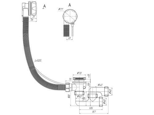 Слив-перелив Cersanit SMART (A64285) универсальный полуавтомат 64285 Слив-перелив Cersanit SMART (A64285) универсальный полуавтомат 64285