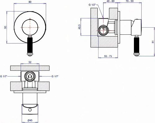 Смеситель для душа CEZARES APHRODITE-DIM2-01-Bi Смеситель для душа CEZARES APHRODITE-DIM2-01-Bi