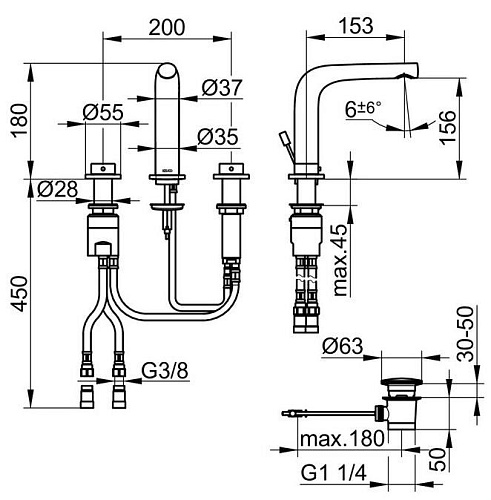 Смеситель для раковины Keuco Edition 400 51515030100 на 3 отверстия 150, бронза шлифованная Смеситель для раковины Keuco Edition 400 51515030100 на 3 отверстия 150, бронза шлифованная