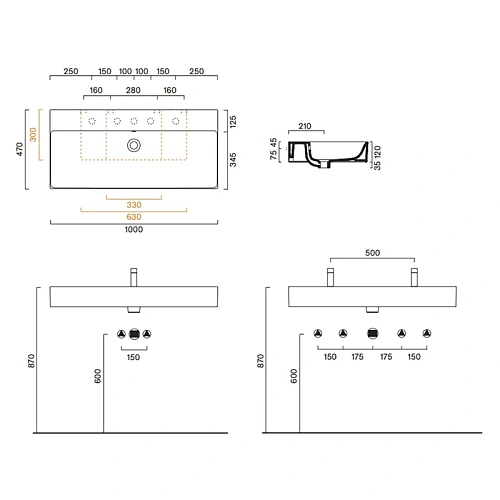 Раковина Catalano Premium 0221000001 100x47, белый глянцевый Раковина Catalano Premium 0221000001 100x47, белый глянцевый