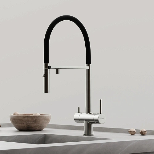 Смеситель для кухни SANCOS Imola SC4010BNbh с возможностью подключения фильтра для воды, брашированный никель с черным изливом Смеситель для кухни SANCOS Imola SC4010BNbh с возможностью подключения фильтра для воды, брашированный никель с черным изливом