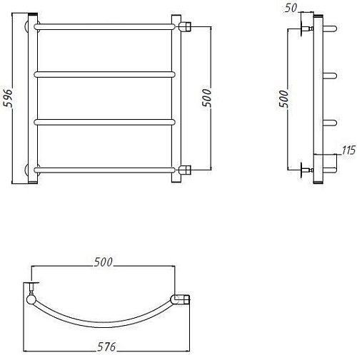 Полотенцесушитель водяной Aquanet Romeo 600x500 (боковое подключение) 00234494 Полотенцесушитель водяной Aquanet Romeo 600x500 (боковое подключение) 00234494
