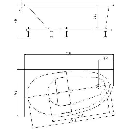 Акриловая ванна Aquatek Дива 170x90 правая DIV170-0000003 Акриловая ванна Aquatek Дива 170x90 правая DIV170-0000003
