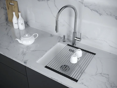 Кухонная мойка Paulmark LUMI 41UNI LU41-WH, белый, 410х460 Кухонная мойка Paulmark LUMI 41UNI LU41-WH, белый, 410х460