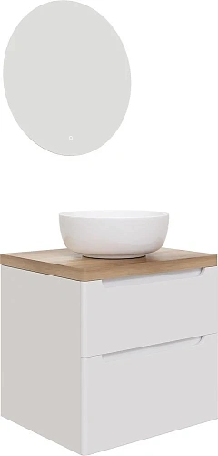 Комплект мебели STWORKI Берген 60 белая со светлой столешницей, раковина Moon 1 549384 Комплект мебели STWORKI Берген 60 белая со светлой столешницей, раковина Moon 1 549384