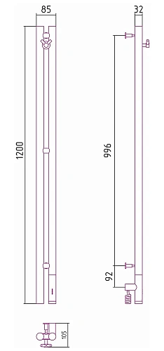 Полотенцесушитель электрический Сунержа Нюанс 3.0 1200 правый 30-5843-1253 Матовый белый Полотенцесушитель электрический Сунержа Нюанс 3.0 1200 правый 30-5843-1253 Матовый белый