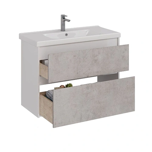 Тумба под раковину Lemark COMBI 100 см подвесная/напольная, бетон/белый LM03C100T-Beton Тумба под раковину Lemark COMBI 100 см подвесная/напольная, бетон/белый LM03C100T-Beton