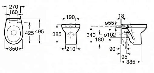 Унитаз приставной Roca Victoria 347396000 Унитаз приставной Roca Victoria 347396000