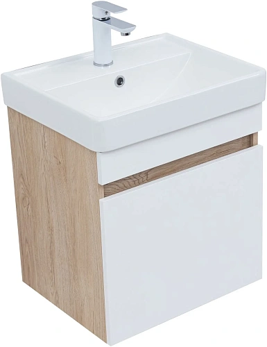 Тумба под раковину Aquanet Оптима 50 00344798 дуб светлый/белый сатин Тумба под раковину Aquanet Оптима 50 00344798 дуб светлый/белый сатин