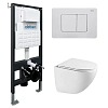 Комплект унитаза ABBER Bequem AC1131TC белый, с закрытым дном с инсталляцией AC0105 и кнопкой AC0120MW белая матовая Комплект унитаза ABBER Bequem AC1131TC белый, с закрытым дном с инсталляцией AC0105 и кнопкой AC0120MW белая матовая