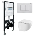 Комплект унитаза ABBER Bequem AC1131TC белый, с закрытым дном с инсталляцией AC0105 и кнопкой AC0120MW белая матовая Комплект унитаза ABBER Bequem AC1131TC белый, с закрытым дном с инсталляцией AC0105 и кнопкой AC0120MW белая матовая