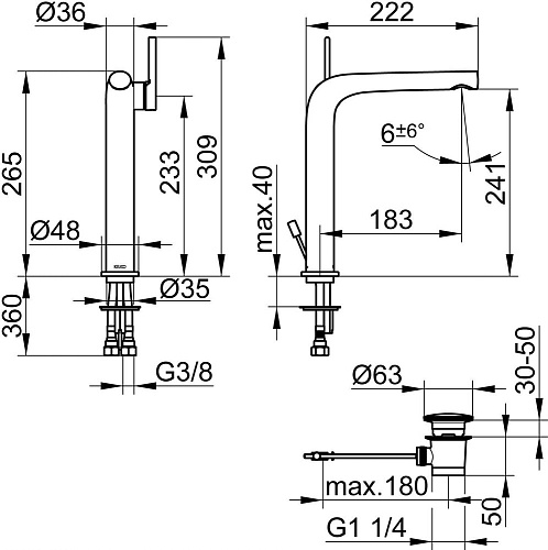 Смеситель для раковины Keuco Edition 400 51502050002 Смеситель для раковины Keuco Edition 400 51502050002