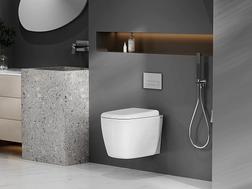 Унитаз подвесной ABBER Rechteck AC1217 белый, безободковый, смыв торнадо Унитаз подвесной ABBER Rechteck AC1217 белый, безободковый, смыв торнадо