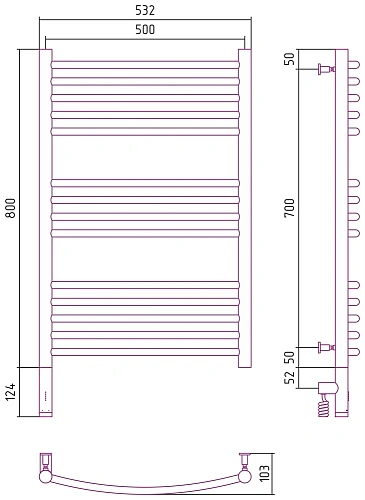 Полотенцесушитель электрический Сунержа Богема 3.0 выгнутая 800х500 МЭМ левый 022-5802-8050 Матовая Полотенцесушитель электрический Сунержа Богема 3.0 выгнутая 800х500 МЭМ левый 022-5802-8050 Матовая