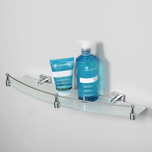 Полка WasserKRAFT Dill K-3944 стеклянная с бортиком хром Полка WasserKRAFT Dill K-3944 стеклянная с бортиком хром