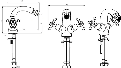 Смеситель для биде Boheme Tradizionale Oro 296 Смеситель для биде Boheme Tradizionale Oro 296