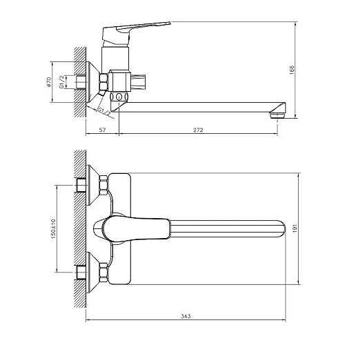 Смеситель для ванны DECOROOM DR23043 универсальный с поворотным изливом 300 мм Смеситель для ванны DECOROOM DR23043 универсальный с поворотным изливом 300 мм