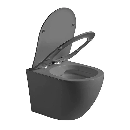Унитаз подвесной Vincea Globo VT1-14SMA безободковый, цвет антрацит мат., ультратонкое сиденье soft- Унитаз подвесной Vincea Globo VT1-14SMA безободковый, цвет антрацит мат., ультратонкое сиденье soft-