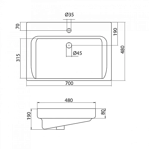 Раковина Santek Тигода 70 1WH302083 1.WH30.2.083 Раковина Santek Тигода 70 1WH302083 1.WH30.2.083