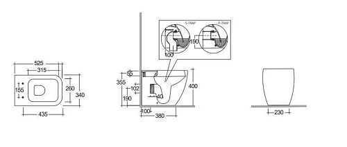 Унитаз напольный Kludi RESA C 28WCB0443 керамический, без сиденья Унитаз напольный Kludi RESA C 28WCB0443 керамический, без сиденья