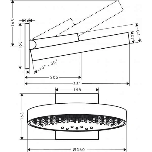 Верхний душ hansgrohe Rainfinity 360 3jet с настенным разъемом 26234000 Верхний душ hansgrohe Rainfinity 360 3jet с настенным разъемом 26234000