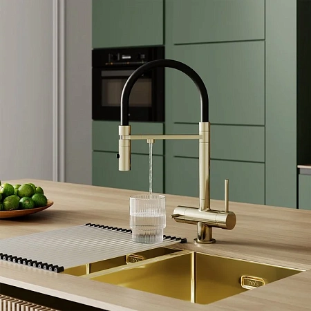 Смеситель для кухни Iddis Ace (ACEMGFFi05) с фильтром и гибким изливом, матовое золото Смеситель для кухни Iddis Ace (ACEMGFFi05) с фильтром и гибким изливом, матовое золото