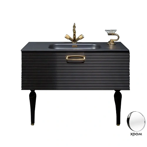 Тумба под раковину Armadi Art Linea 80 842-080-BCR черная + хром Тумба под раковину Armadi Art Linea 80 842-080-BCR черная + хром