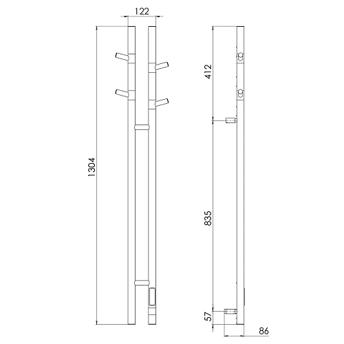 Полотенцесушитель электрический Vincea VTD-1D2BE 25х130, черный, таймер Полотенцесушитель электрический Vincea VTD-1D2BE 25х130, черный, таймер
