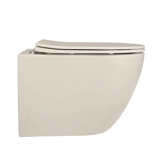 Унитаз подвесной ABBER Bequem AC1101MBE светло-бежевый матовый, безободковый с крышкой микролифт Унитаз подвесной ABBER Bequem AC1101MBE светло-бежевый матовый, безободковый с крышкой микролифт