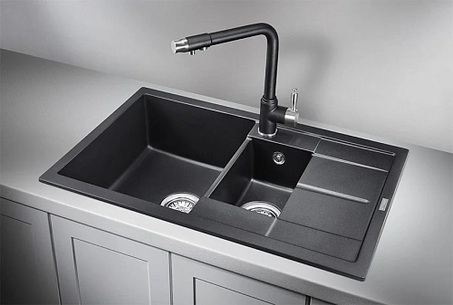 Кухонная мойка Granula 7802, ШВАРЦ (чёрный металлик), кварц 775х495 Кухонная мойка Granula 7802, ШВАРЦ (чёрный металлик), кварц 775х495
