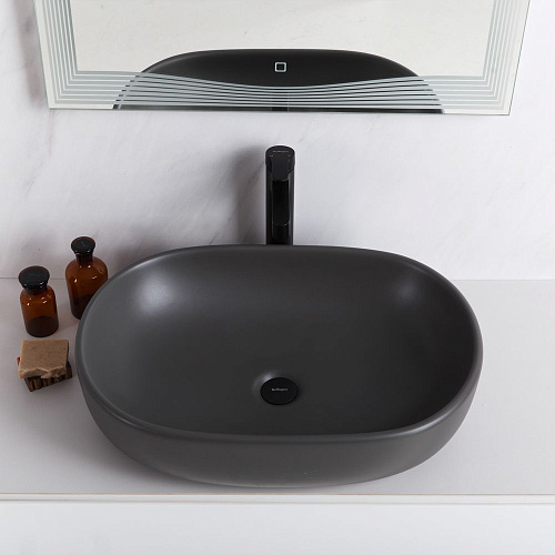 Раковина BelBagno BB1084-H311 600x420x140 серая матовая Раковина BelBagno BB1084-H311 600x420x140 серая матовая